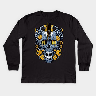 Mecha Skull S01 D19 Kids Long Sleeve T-Shirt